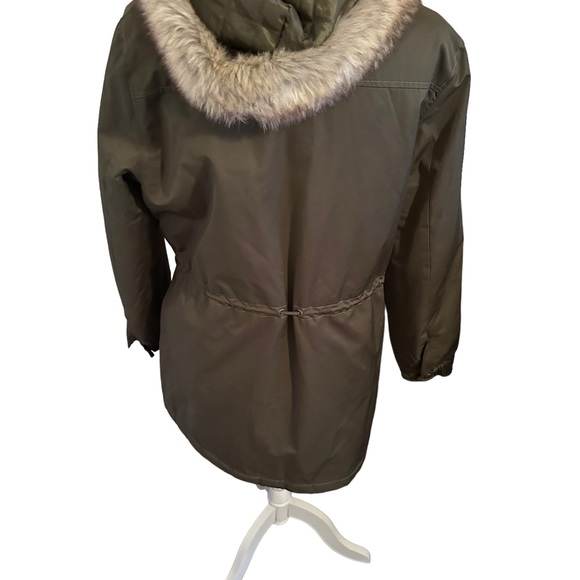 Banana Republic Army Green Parka Coat With Fur Hood - Picture 7 of 10